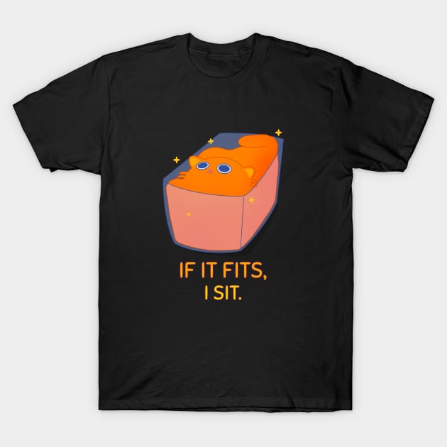 If It Fits, I sit, Funny Cat T-Shirt by Bluzzkar